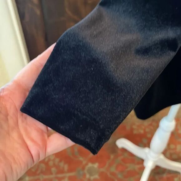 Zara Black Crushed Velvet Asym. Neck Body-Con Stretchy long-sleeved Dress, S - Picture 5 of 9